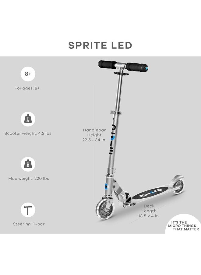 Micro Sprite Led Scooter Silver Matt | Sprite Scooter | Kids Scooter | Scooters | LED Scooter | Scooters