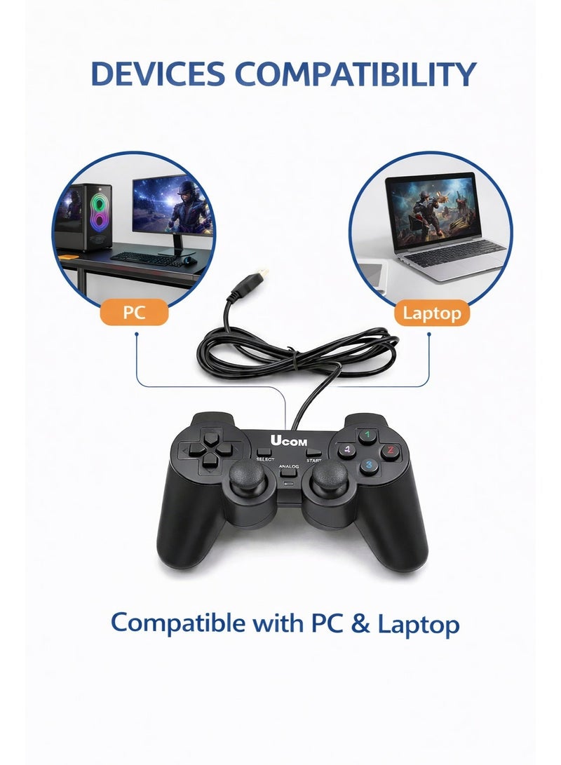 يوكوم وحدة تحكم ألعاب للكمبيوتر (سلكية عبر USB) | ذراع تحكم (Gamepad) لأجهزة الكمبيوتر المحمول والمكتبية | تصميم مريح مع ميزة التوصيل والتشغيل الفوري - Image 5