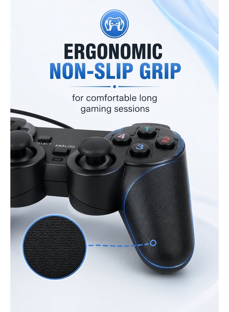 يوكوم وحدة تحكم ألعاب للكمبيوتر (سلكية عبر USB) | ذراع تحكم (Gamepad) لأجهزة الكمبيوتر المحمول والمكتبية | تصميم مريح مع ميزة التوصيل والتشغيل الفوري - Image 4