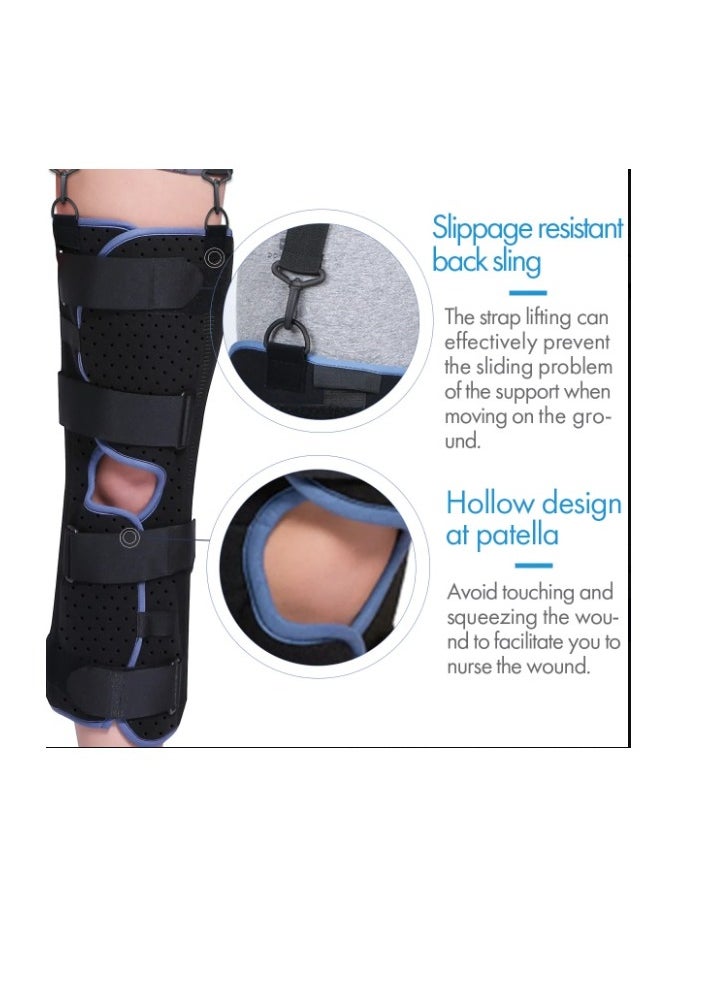 Immobilizer Straight Knee Splint A full-foot splint  and brace, and a non-slip knee stabilizer from German Lohmann, made of pure cotton, soft and soft on the skin size 4 black blue