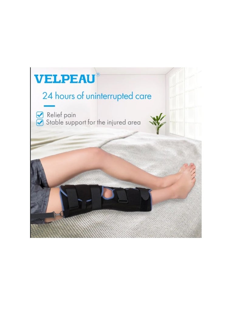 Immobilizer Straight Knee Splint A full-foot splint  and brace, and a non-slip knee stabilizer from German Lohmann, made of pure cotton, soft and soft on the skin size 4 black blue