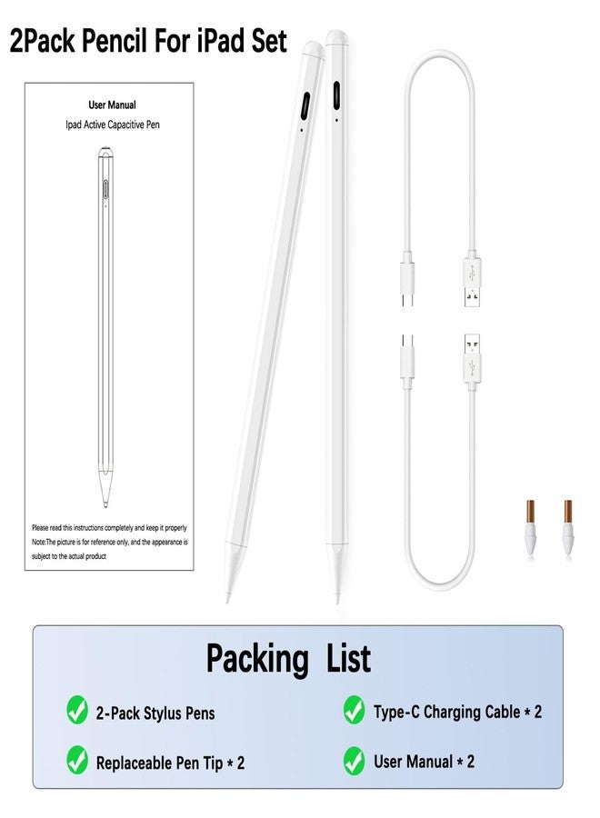 SuitMeeUp Stylus Pen for iPad Pencil 6th-10th&11th Gen,2Pack Pencil Pro with Palm Rejection iPad Pen for 2018-2025 iPadPro 11/12.9/13in/M4,iPad Air 13/11(M2/M3),iPad Air 3/4/5,iPadMini 7/6/5 - Image 5