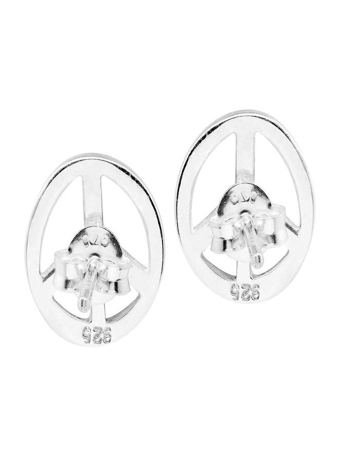 ايرافيدا أقراط دائرية بسيطة من الفضة الإسترليني عيار 925 بتصميم علامة السلام من إيرافيدا | أقراط فضية إسترليني أنيقة للنساء | هدية مثالية للابنة - Image 3