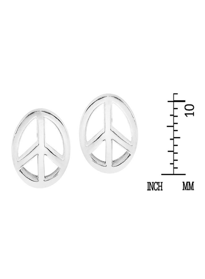 ايرافيدا أقراط دائرية بسيطة من الفضة الإسترليني عيار 925 بتصميم علامة السلام من إيرافيدا | أقراط فضية إسترليني أنيقة للنساء | هدية مثالية للابنة - Image 4