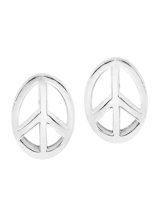 ايرافيدا أقراط دائرية بسيطة من الفضة الإسترليني عيار 925 بتصميم علامة السلام من إيرافيدا | أقراط فضية إسترليني أنيقة للنساء | هدية مثالية للابنة - Image 1