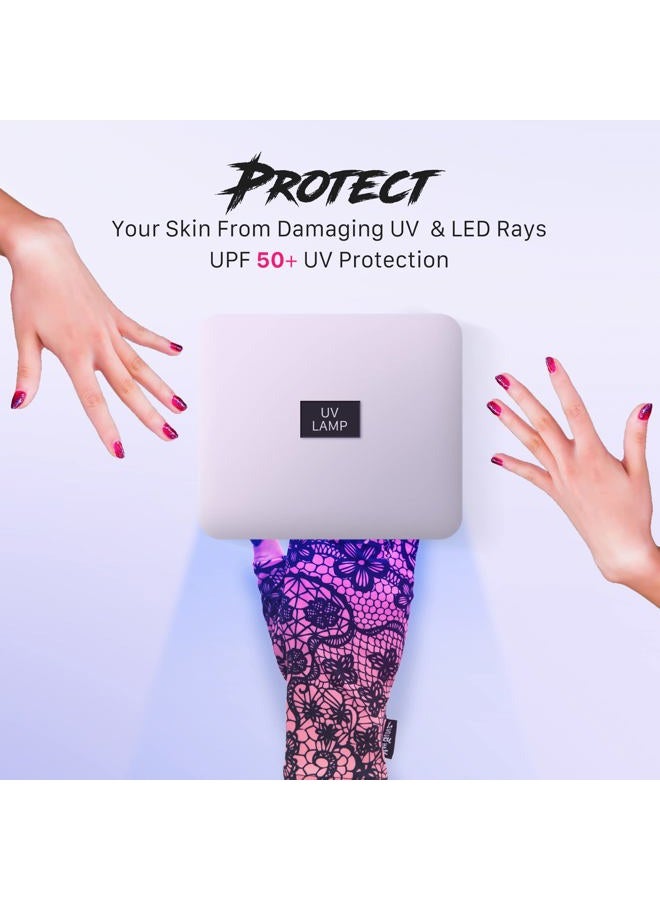 ManiGlovz Original UPF 50+ UV Protective Nail Gloves | Gel Manicure Gloves & Anti-UV Fingerless for Women | Sun Protection for Driving | Making Waves Print - Image 4