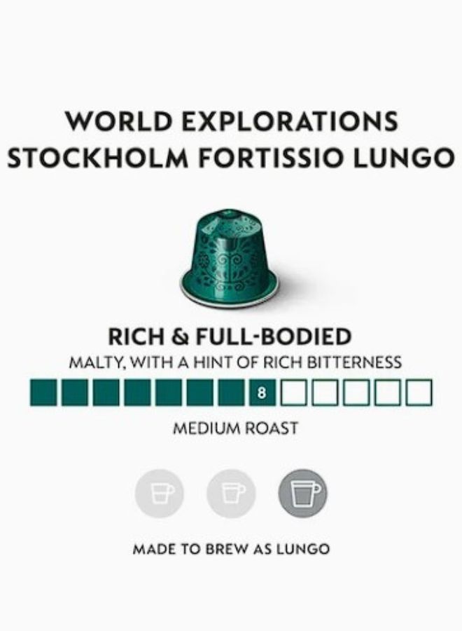 نسبرسو نسبريسو وورلد إكسبلورشنز ستوكهولم فورتيسيو لونجو قهوة اسبريسو، 10 كبسولات في 1 كم، أوريجينال لاين، كثافة 8 - Image 4