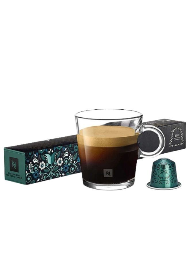 نسبرسو نسبريسو وورلد إكسبلورشنز ستوكهولم فورتيسيو لونجو قهوة اسبريسو، 10 كبسولات في 1 كم، أوريجينال لاين، كثافة 8 - Image 1