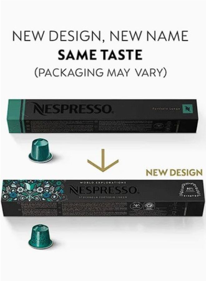 نسبرسو نسبريسو وورلد إكسبلورشنز ستوكهولم فورتيسيو لونجو قهوة اسبريسو، 10 كبسولات في 1 كم، أوريجينال لاين، كثافة 8 - Image 3