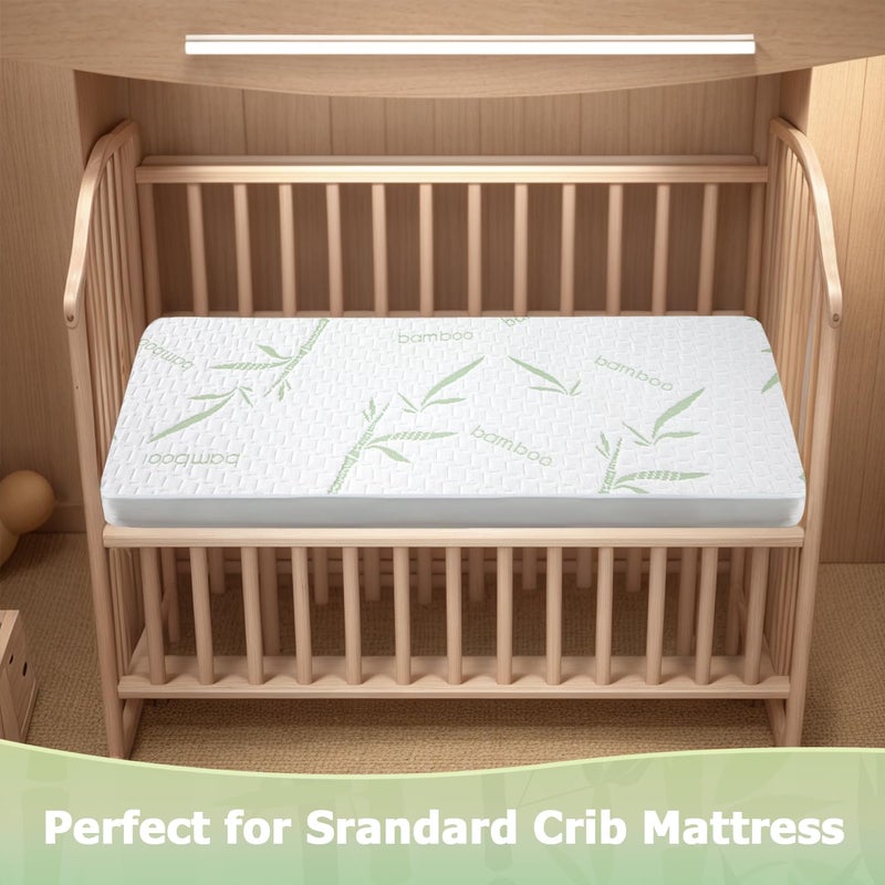 Softhour Crib Waterproof Mattress Protector  Rayon Made from Bamboo Mattress Pad Cover  Soft Breathable Cooling Mattress Pad Cover  Deep Pocket up to 21  Tightly Fitted Mattress Protection  - Image 4