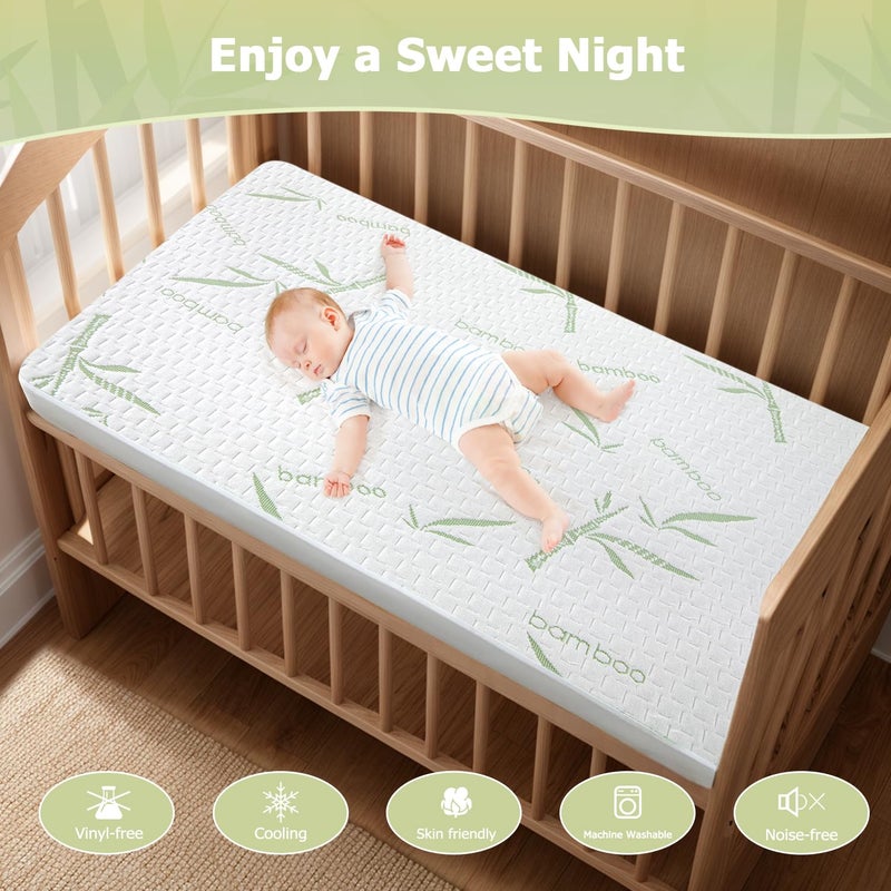 Softhour Crib Waterproof Mattress Protector  Rayon Made from Bamboo Mattress Pad Cover  Soft Breathable Cooling Mattress Pad Cover  Deep Pocket up to 21  Tightly Fitted Mattress Protection  - Image 2