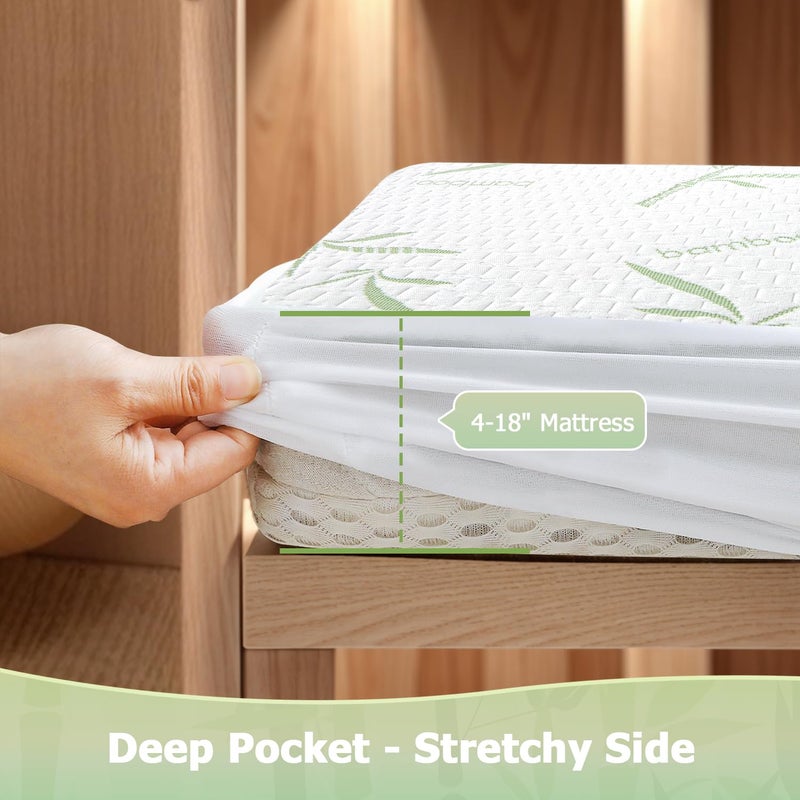 Softhour Crib Waterproof Mattress Protector  Rayon Made from Bamboo Mattress Pad Cover  Soft Breathable Cooling Mattress Pad Cover  Deep Pocket up to 21  Tightly Fitted Mattress Protection  - Image 5