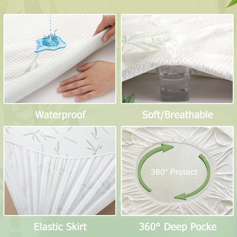 Softhour Crib Waterproof Mattress Protector  Rayon Made from Bamboo Mattress Pad Cover  Soft Breathable Cooling Mattress Pad Cover  Deep Pocket up to 21  Tightly Fitted Mattress Protection  - Image 3