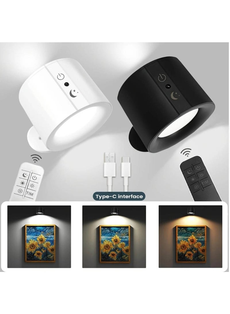 Hihonor Dimmable LED Wall Lamps with Touch Control, 3 Brightness Levels, 3 Color Modes, Rechargeable 1200mAh Lithium-Polymer Battery, Wall Mount/Tabletop, Wireless Reading & Bedside Light, White  - Image 3
