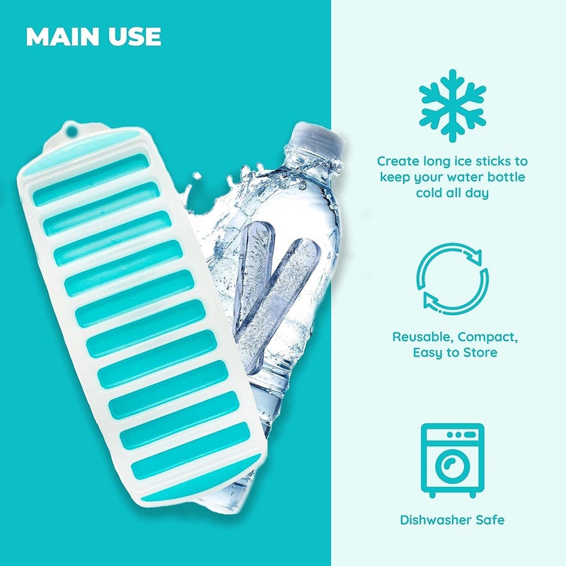 PUTHAK PUTHAK Resusable Silicone and Plastic Water Bottle Ice Cube Stick Tray Easy Push Pop Ice Cubes for Water Sports Bottle 2 Pack  - Image 3