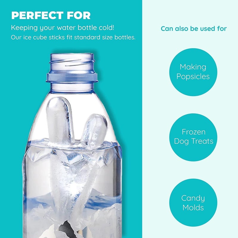 PUTHAK PUTHAK Resusable Silicone and Plastic Water Bottle Ice Cube Stick Tray Easy Push Pop Ice Cubes for Water Sports Bottle 2 Pack  - Image 4