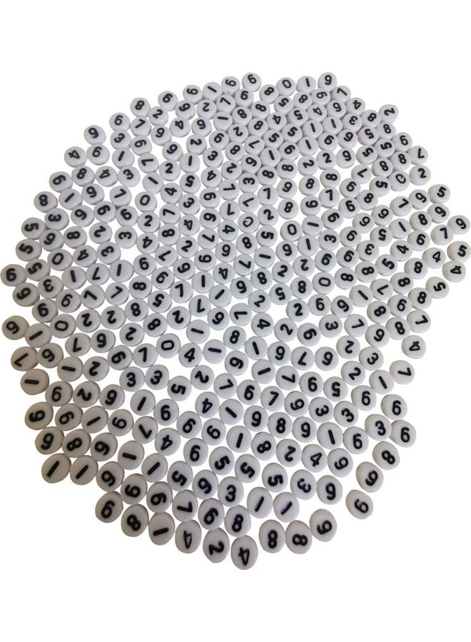 NIBEMINENT 300 Piece Number Acrylic Round Shaped Loose Beads 0.4x0.6cm - Image 1