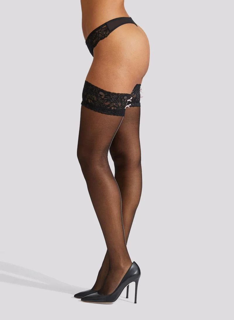 Ann Summers Ann Summers Lace Top Seamed Hold Ups/Pink