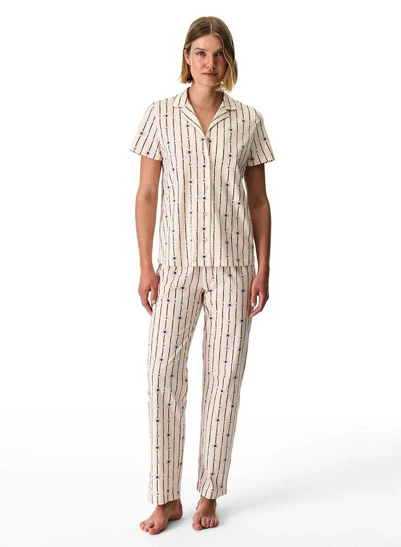 Penti Women's Cotton Lounge Floral Bliss Shirt & Pants Set - Mix