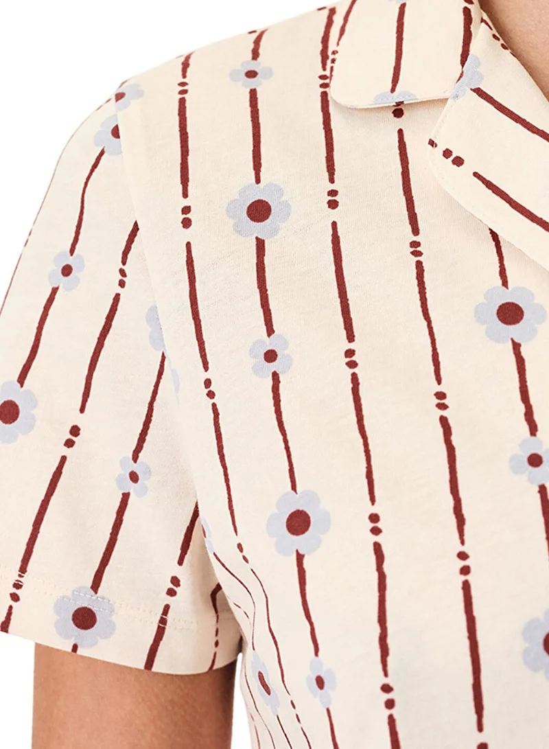 بنتي Penti Women's Cotton Lounge Floral Bliss Shirt & Pants Set - Mix