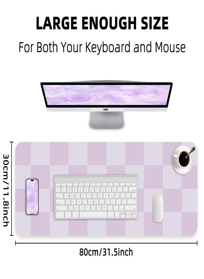 AFIING Non-Slip Desk Pad, Mouse Pad, Waterproof PU Leather Desk Protector, Large Desk Blotter, Easy Clean Laptop Desk Writing Mat for Work/Home/Decor(Purple 31.5" x 12") - Image 2