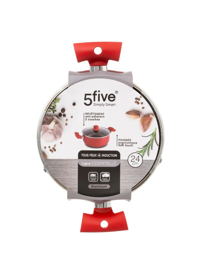 Five Simply Smart Essentielle Aluminum Induction Dutch Oven Red and Black 24 cm 128848 - Image 5