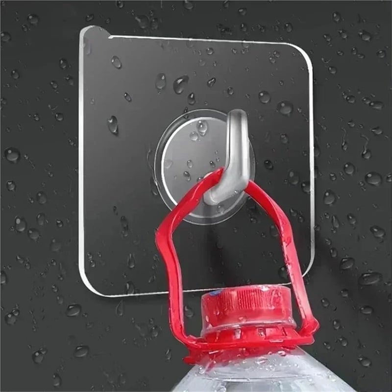 40PCS Transparent Self Adhesive Hooks Heavy Load Wall Mounted Organizer For Kitchen Bathroom Door - Image 5