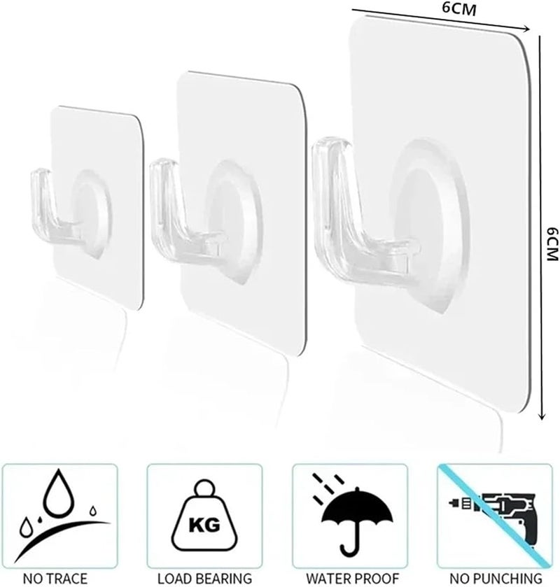 40PCS Transparent Self Adhesive Hooks Heavy Load Wall Mounted Organizer For Kitchen Bathroom Door - Image 3