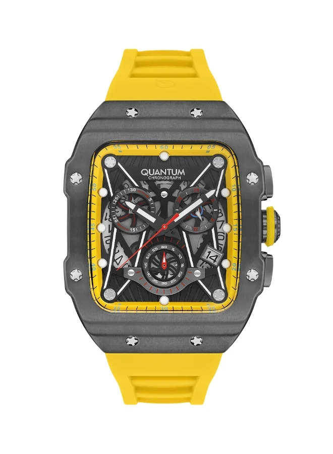 Quantum Men's Chronograph Display Watch With Yellow Silicone Strap - HNG1080.054