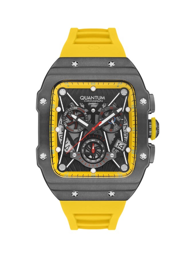 Quantum Men's Chronograph Display Watch With Yellow Silicone Strap - HNG1080.054 - Image 1