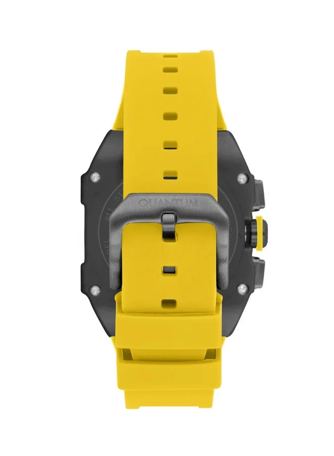 Quantum Men's Chronograph Display Watch With Yellow Silicone Strap - HNG1080.054
