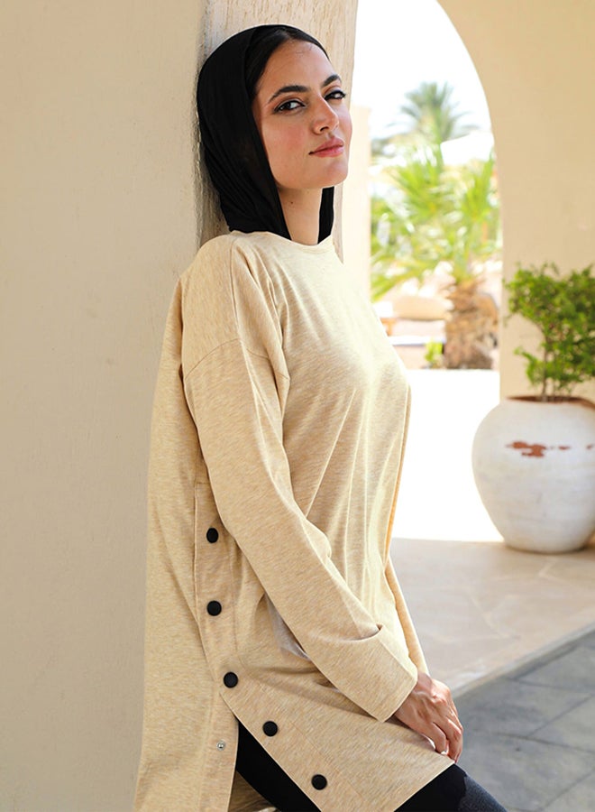 Tie Shop Tie Shop - Button Up T Shirt - Peach Yellow For Women