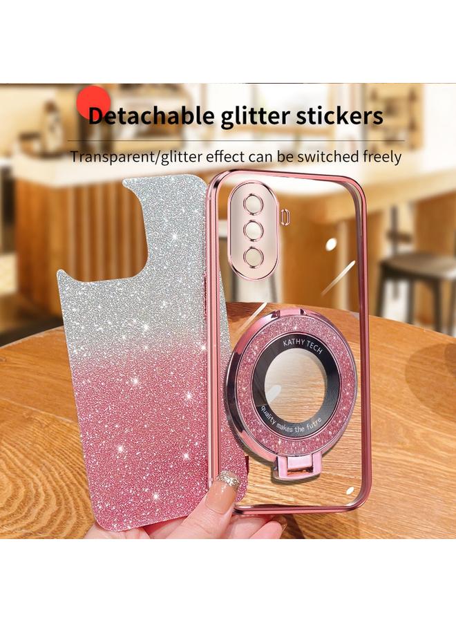 S-TOP Case For Huawei Enjoy 50 / nova Y70 Plated Gradient Glitter Round Holder TPU Phone Case - Image 4