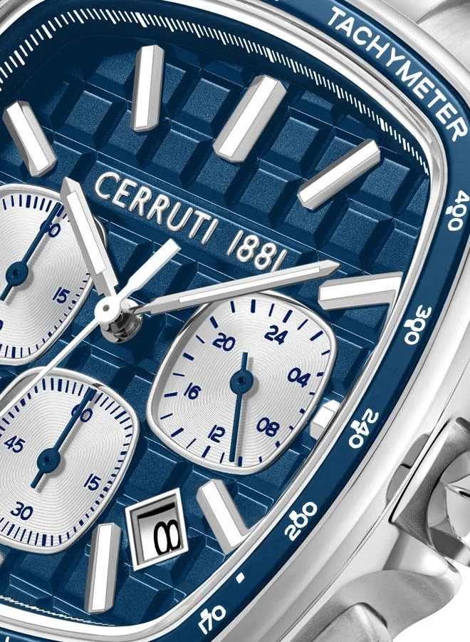 شيروتي 1881 Casale Men's 44mm Chronograph Watch with Navy Matte Dial & Stainless Steel Bracelet