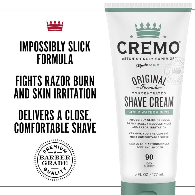 Cremo Barber Grade Silver Water & Birch Shave Cream, Astonishingly Superior Ultra-Slick Shaving Cream Fights Nicks, Cuts And Razor Burn, 6 Fl Oz (Pack of 2) - Image 3