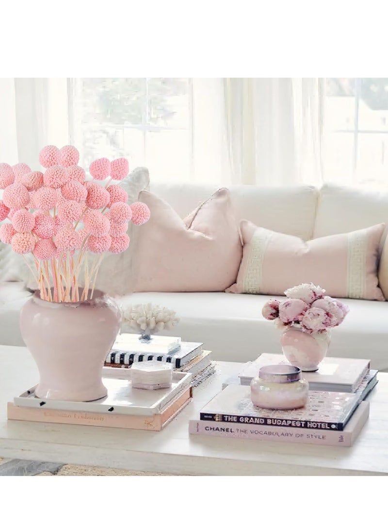 20 Pcs Dark Pink Dried Craspedia Billy Balls - Perfect for Floral Bouquets, Wedding Arrangements, Tall Vases, Boho Home Decor, and Festival Decorations.