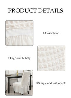 Generic 4 Pcs Dining Chair Covers with Lace Hem,Washable Seersucker Chair Protect Cover，Anti-Dust Removable Full Coverage Seat Slipcover，Dining Chair Protect Cover,Suitable For Kitchen, Ceremony, Wedding, Banquet, Hotel，White  - Image 4