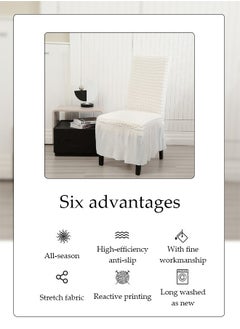 Generic 4 Pcs Dining Chair Covers with Lace Hem,Washable Seersucker Chair Protect Cover，Anti-Dust Removable Full Coverage Seat Slipcover，Dining Chair Protect Cover,Suitable For Kitchen, Ceremony, Wedding, Banquet, Hotel，White  - Image 5