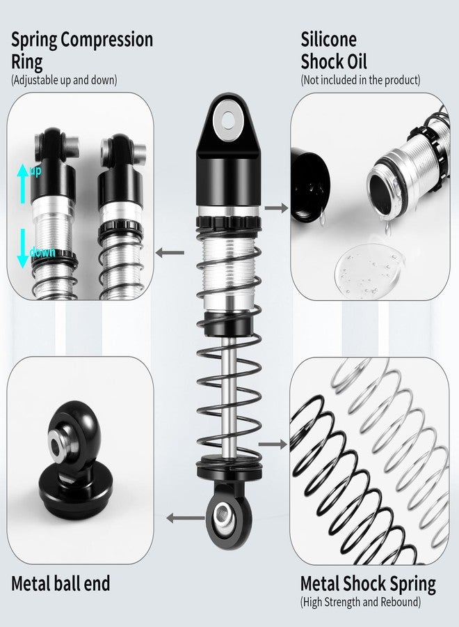 RCLIONS ممتص صدمات زيتي RCLIONS SCX24، ممتص صدمات ألومنيوم ممتد 36 مم، قطع غيار ترقية لسيارة الزحف AXIAL SCX24 بمقياس 1/24 (أسود) - Image 2
