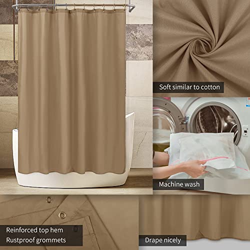 ALYVIA SPRING Extra Long Fabric Shower Curtain Liner Waterproof - 72" x 84", Soft & Lightweight XL Shower Curtain with 3 Magnets, Machine Washable - 72x84, Coffee - Image 3