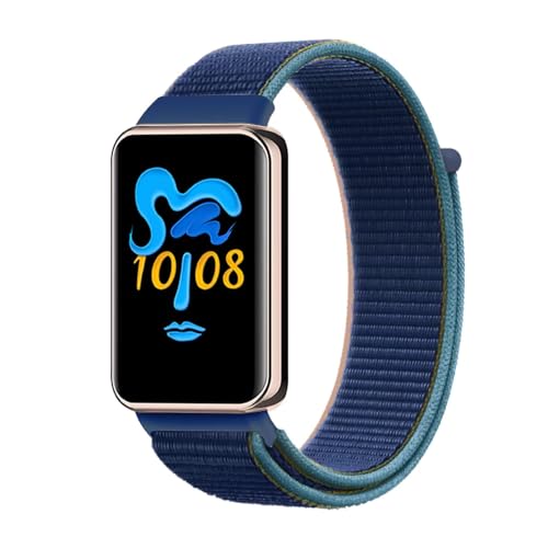 Valente Nylon Loop Strap Compatible with Huawei Band 8/9/10 – Soft, Adjustable & Breathable Replacement Band (NavyBlue & Orange) - Image 1