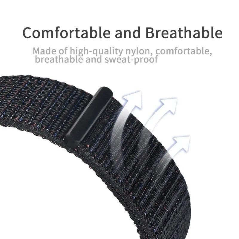 Valente Nylon Loop Strap Compatible with Huawei Band 8/9/10 – Soft, Adjustable & Breathable Replacement Band (NavyBlue & Orange) - Image 4