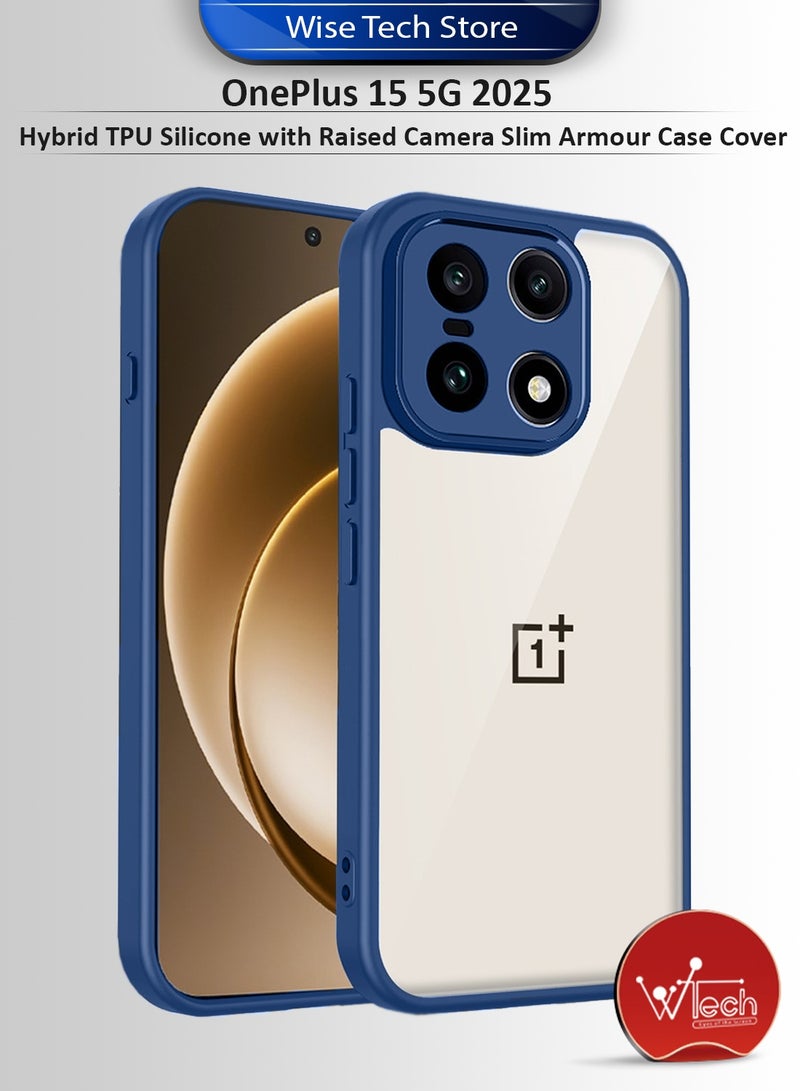 دبليو تيك غطاء حماية رفيع لهاتف OnePlus 15 5G 2025 مصنوع من سيليكون TPU هجين مع كاميرا بارزة (MCAPSA) - شفاف/أزرق بحري - Image 1
