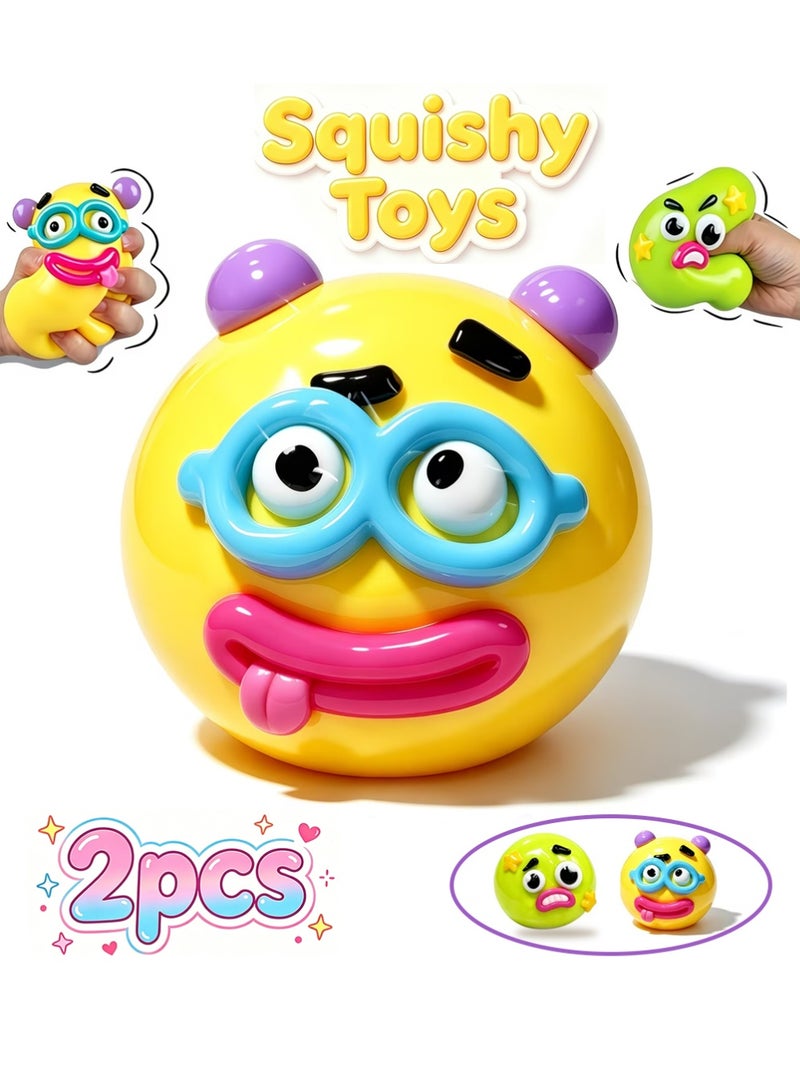 يوجي 2PCS Smushers Squishies بطيئة ارتفاع الكرة الإجهاد غير لطيف ارتفاع بطيئ الاسترخاء الحسية فيدج لضغط الكرة الحسية مكتب المرح ملحقات للبالغين - Image 1