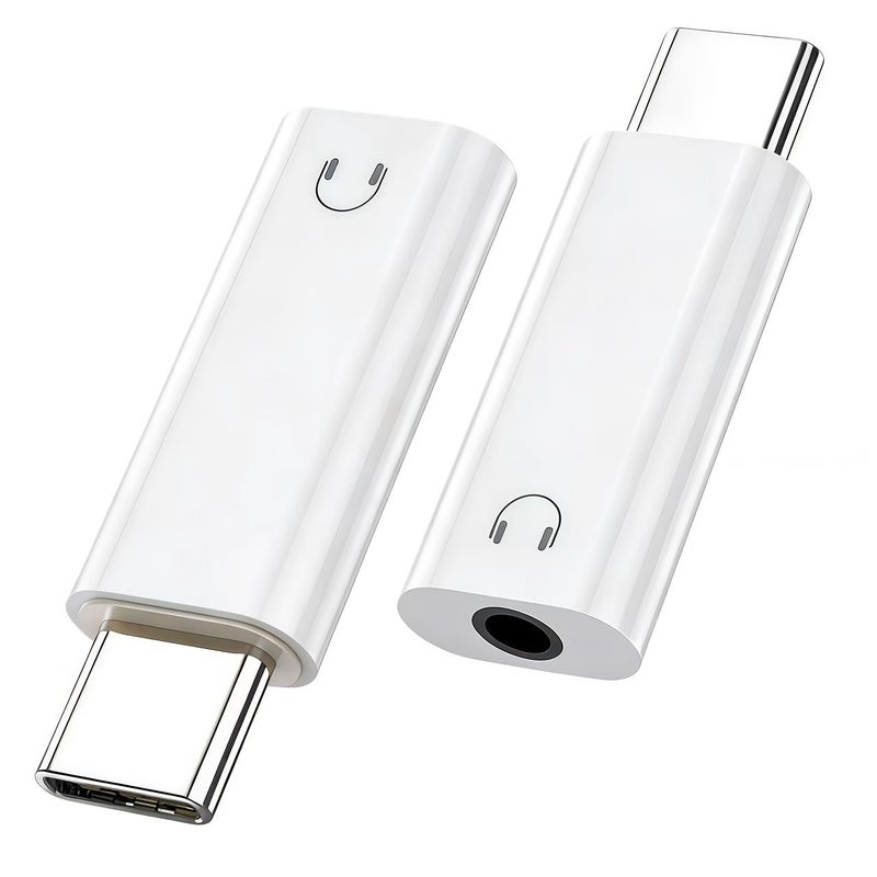 محول USB-C أبيض إلى مقبس سماعة رأس 3.5 مم، محول من Type-C إلى AUX للهواتف الذكية وأجهزة الكمبيوتر المحمولة مع قطعتين من المحول للاستماع والمكالمات الصوتية - Image 5