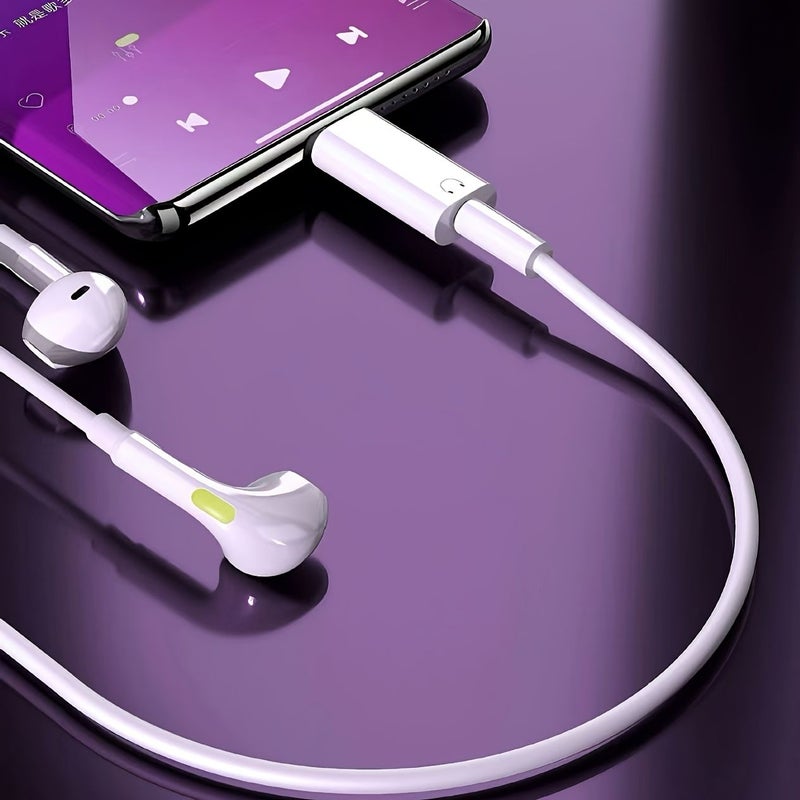 محول USB-C أبيض إلى مقبس سماعة رأس 3.5 مم، محول من Type-C إلى AUX للهواتف الذكية وأجهزة الكمبيوتر المحمولة مع قطعتين من المحول للاستماع والمكالمات الصوتية - Image 2