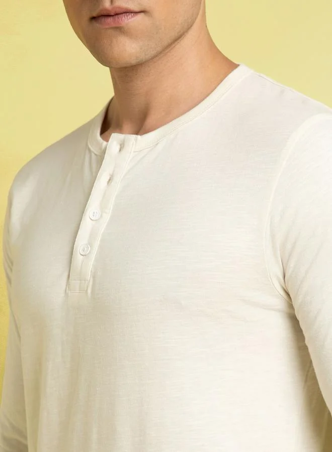Dennis Lingo Men's Marshmallow 100% Cotton Solid Pattern Regular Fit T-Shirt