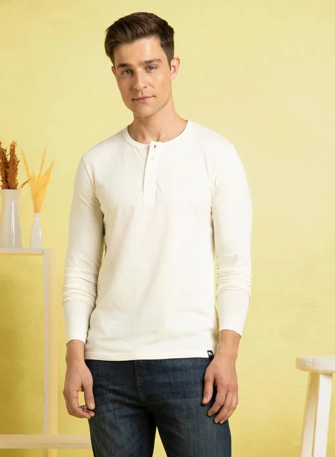 Dennis Lingo Men's Marshmallow 100% Cotton Solid Pattern Regular Fit T-Shirt