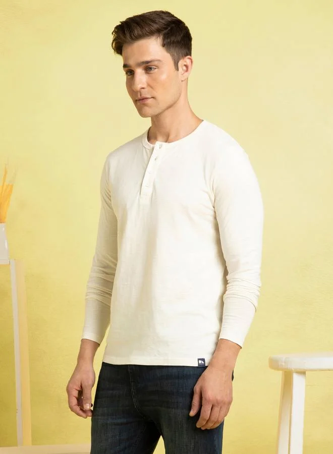 Dennis Lingo Men's Marshmallow 100% Cotton Solid Pattern Regular Fit T-Shirt