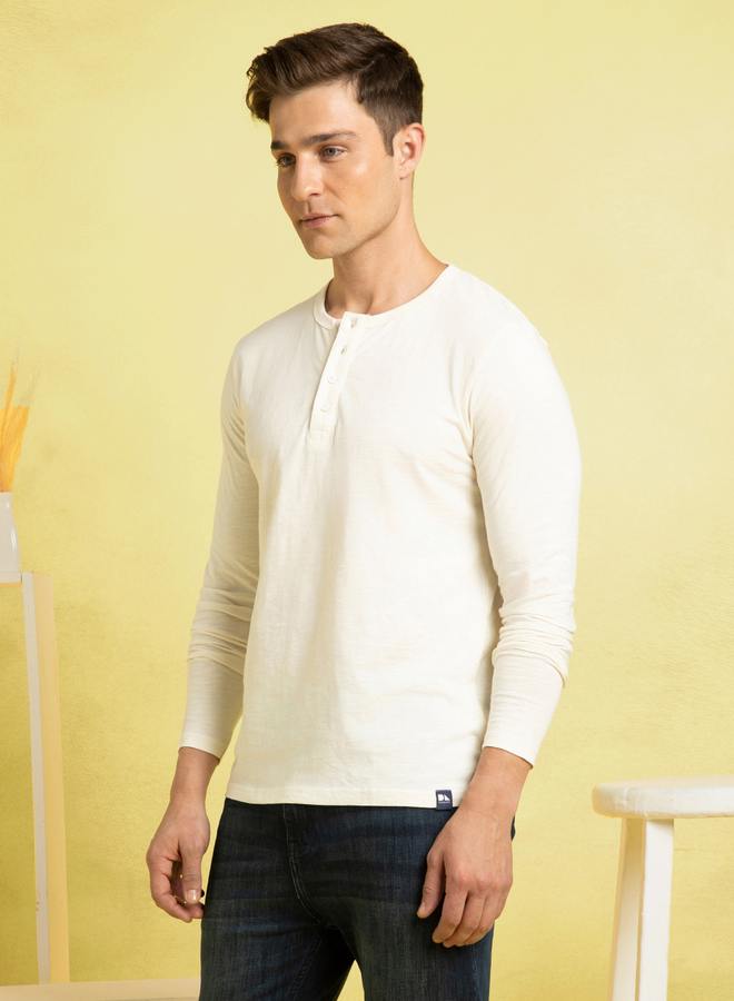 Dennis Lingo Men's Marshmallow 100% Cotton Solid Pattern Regular Fit T-Shirt  - Image 3